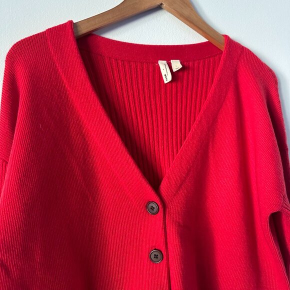 Anthropologie Moth Bell-Sleeved Red Cardigan - Picture 7 of 11
